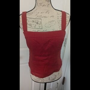 Quince Linen Fitted Sleeveless Shell Medium Red